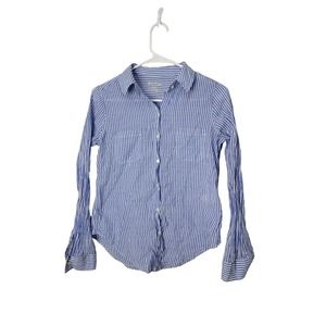 Lilly Pulitzer Button Down Pin Stripe Shirt. Blue and White, Size Xxs